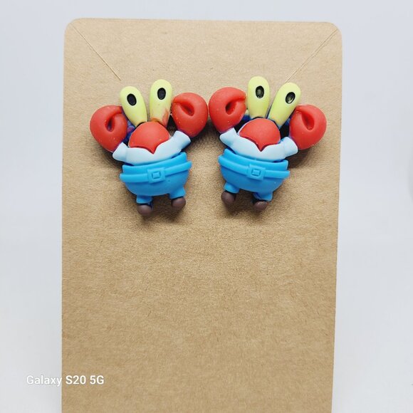 Handcrafted Crab Character Keychain, Stud Earrings and Hair Clips Ladies/Girls - Picture 6 of 8
